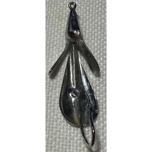 Vintage Silver Tone Metal Winged Propeller Fishing Lure Single Hook Tackle NB051